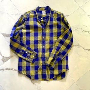 Green & Purple Gap Men’s Button Down Plaid Shirt, Size XL